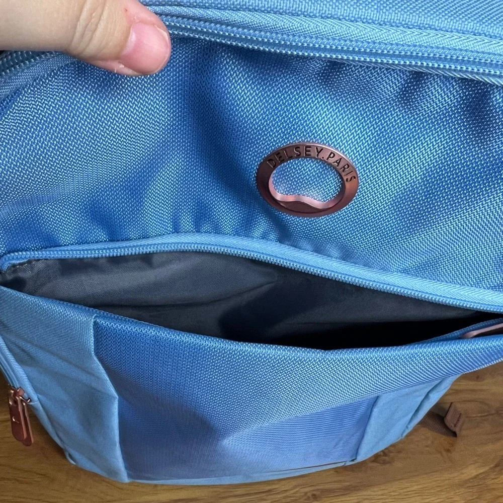 Delsey Paris Ramey Backpack Sky Blue Slim Laptop Travel Bag